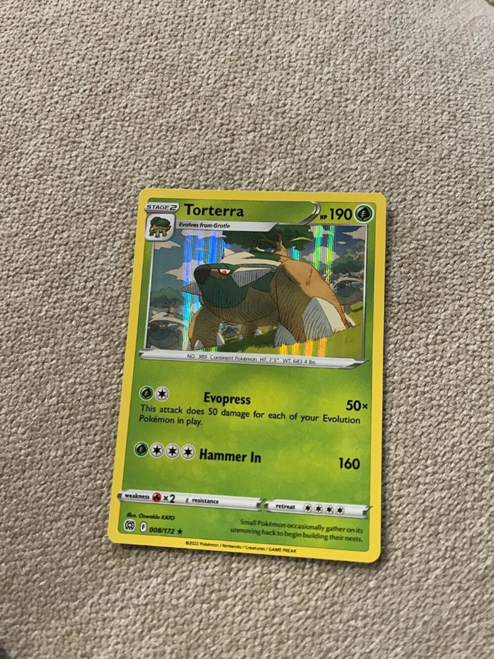 Pokemon Card Brilliant Stars Holographic Torterra 008/172 NM